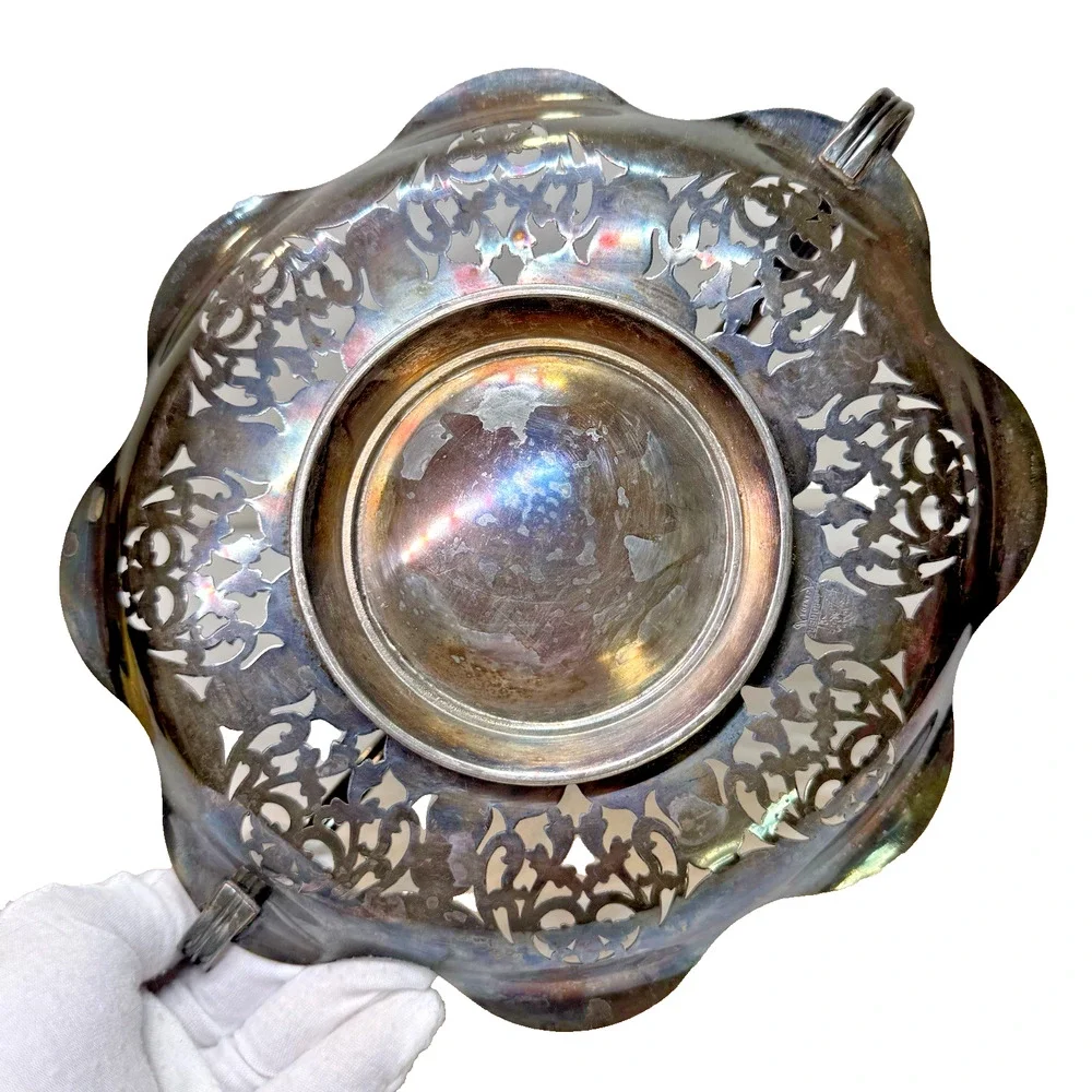 MA Rogers Canada Silver on Copper 033B Silver Tray w/ Handle 8.5